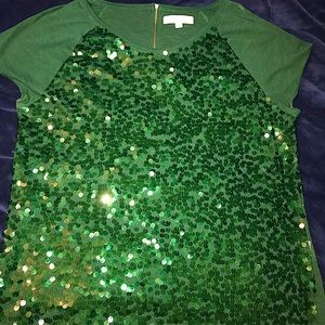 Ann Taylor Sequin Short Sleeve Top
